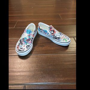 6 Men's 7.5 Women’s Vans Classic Slip On Mash Up Stickers Shoes